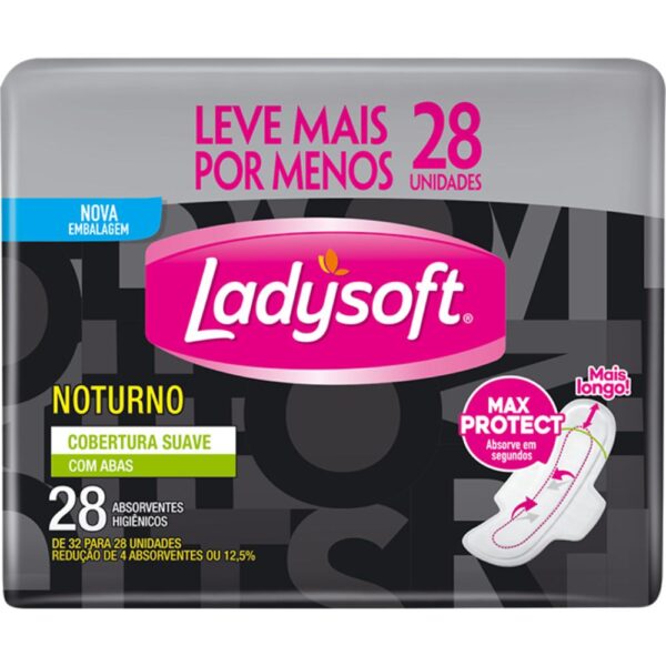 Absorvente Ladysoft Noturno Suave Com Abas Com 28 Unidades