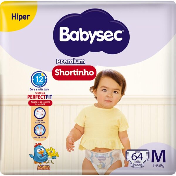 Fralda Babysec Shortinho Hiper M 64 Unidades