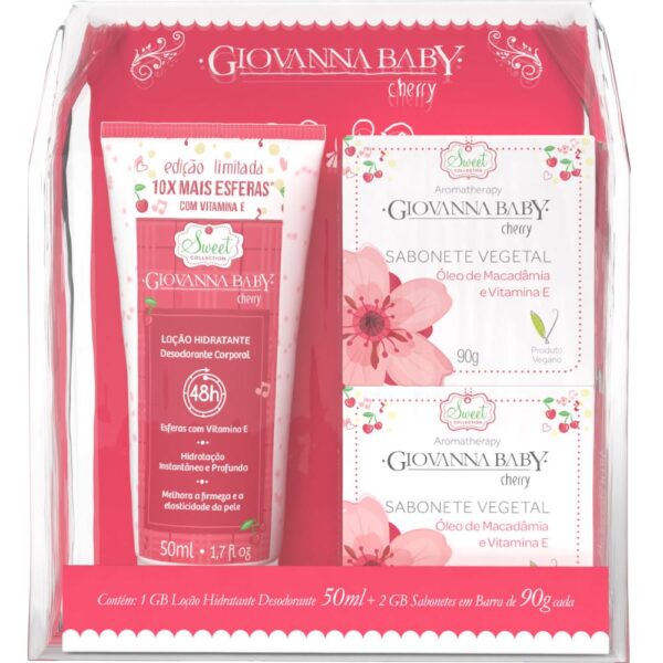 Kit Giovanna Baby Cherry Mini Locao 50G + 2 Sabonetes 90G