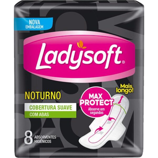 Absorvente Ladysoft Noturno Suave Com Abas Com 08 Unidades