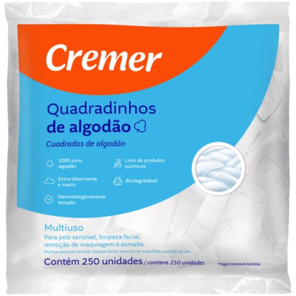 Algodao Quadrado Cremer Com 250Un