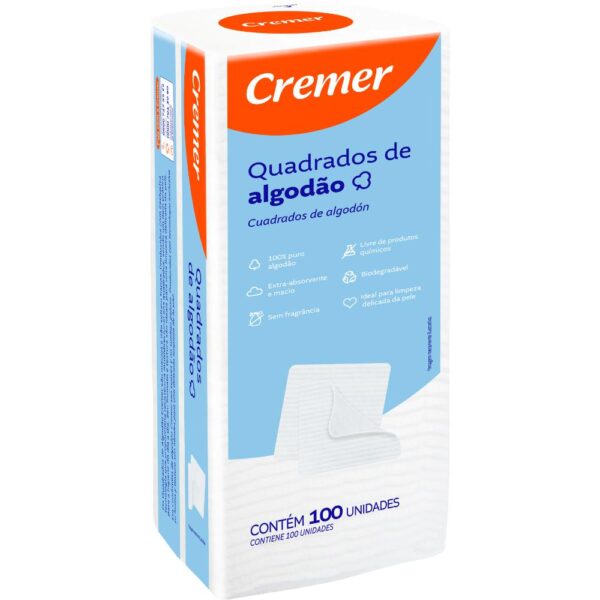 Algodao Quadrado Cremer Com 100 Unidades