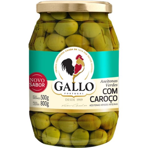 Azeitona Verde Gallo Com Caroco Vidro 500G