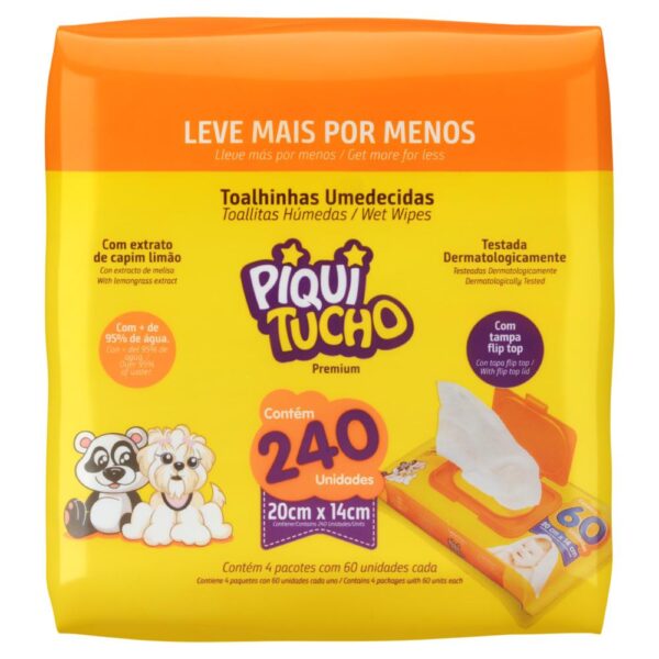 Toalha Umidecida Piquitucho Premium Com 240 Unidades