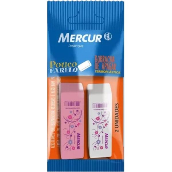 Borracha Mercur Tr Decorada Rosa/Branca Pull Pack Com 02 Unidades