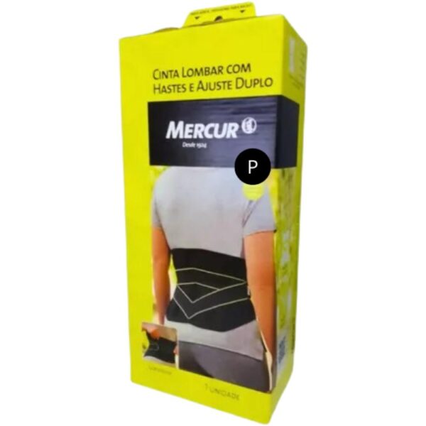 Cinta Lombar Com Haste E Ajuste Duplo Mercur Preto P