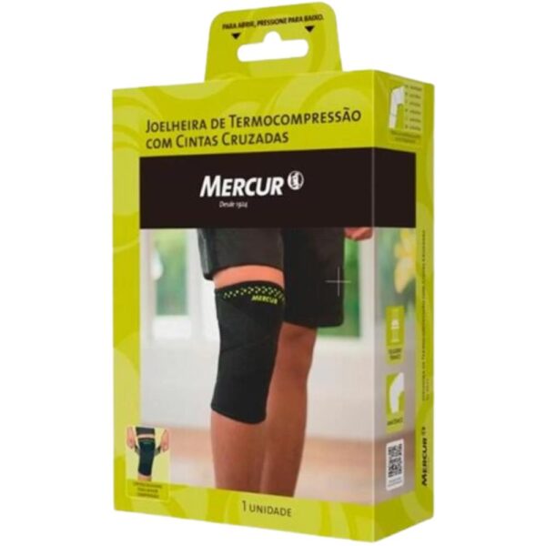 Joelheira De Termocompressao Com Cintas Cruzadas Mercur Preto P