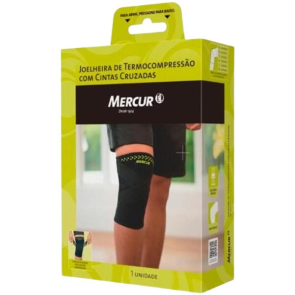 Joelheira De Termocompressao Com Cintas Cruzadas Mercur Preto G