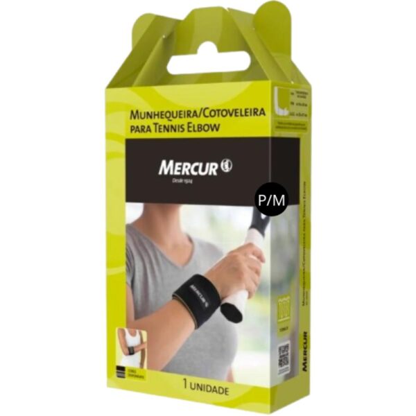 Munhequeira/Cotoveleira Para Tennis Elbow Mercur Preto P/M