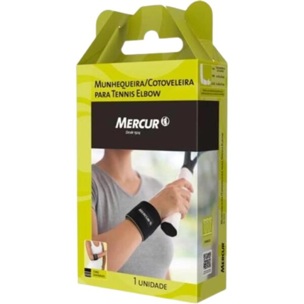 Munhequeira/Cotoveleira Para Tennis Elbow Mercur Preto G/Gg