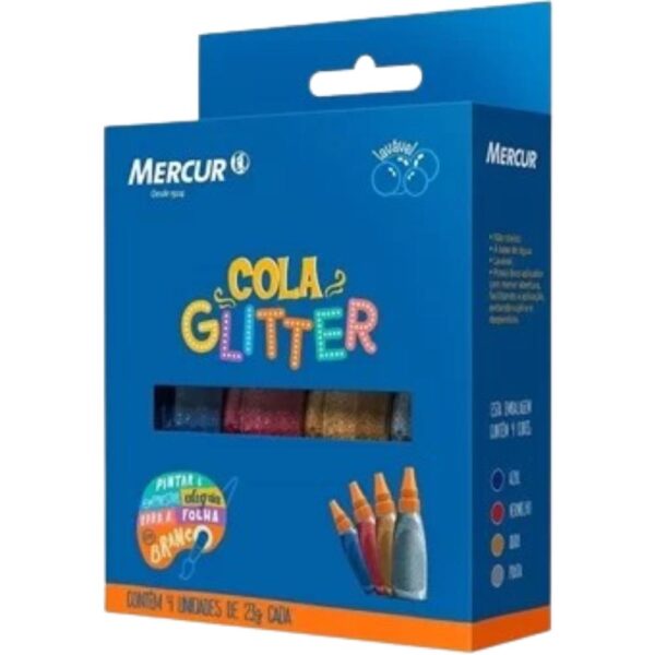 Cola Mercur Glitter - Ouro/Prata/Azul/Vermelho 23G