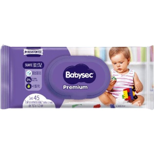 Toalha Umedecida Babysec Premium Com 45 Unidades