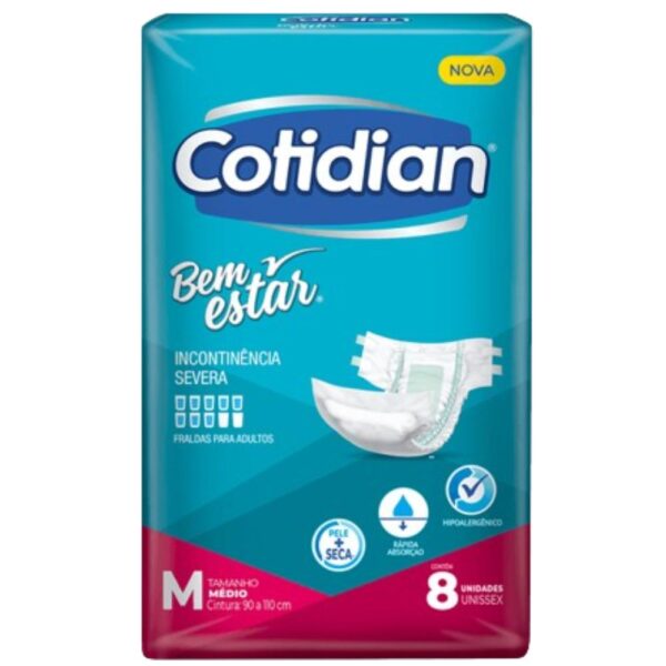 Fralda Cotidian Bem Estar Jumbo M 8 Unidades