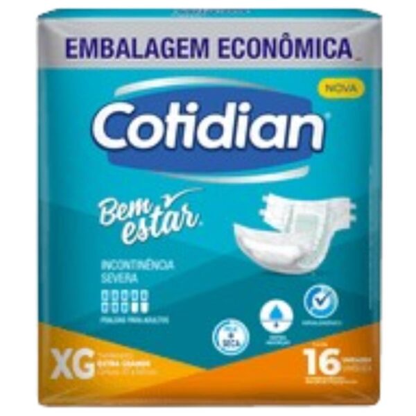 Fralda Cotidian Bem Estar Mega Xg 16 Unidades