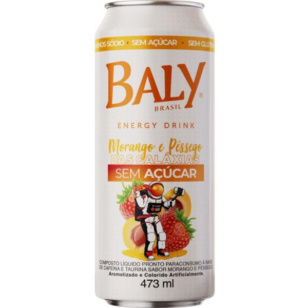 Energetico Baly Morango E Pessego Sem Açucar 473Ml