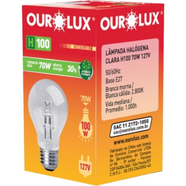 Lampada Ecologica Halogena Ourolux 70W 127V